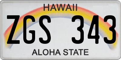 HI license plate ZGS343