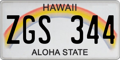 HI license plate ZGS344