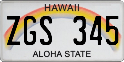 HI license plate ZGS345