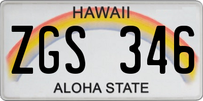 HI license plate ZGS346