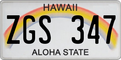 HI license plate ZGS347