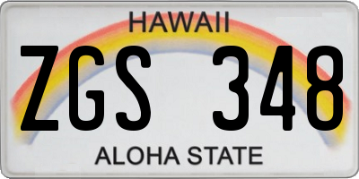 HI license plate ZGS348