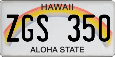 HI license plate ZGS350