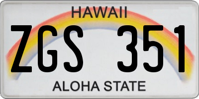 HI license plate ZGS351