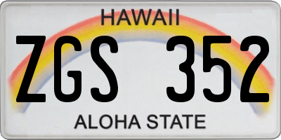 HI license plate ZGS352