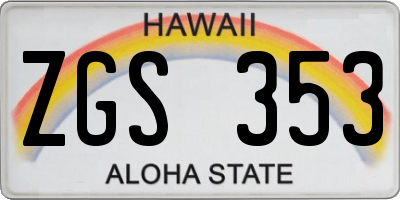 HI license plate ZGS353