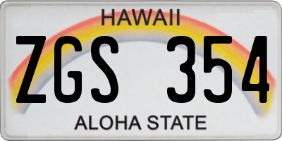 HI license plate ZGS354