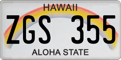 HI license plate ZGS355