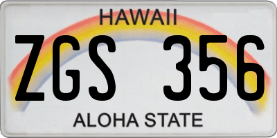 HI license plate ZGS356