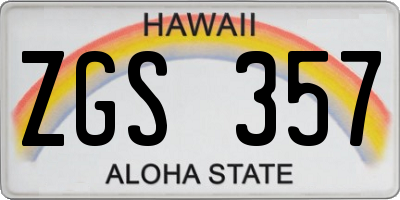 HI license plate ZGS357