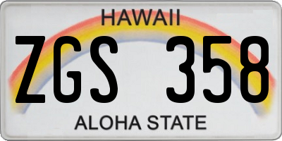HI license plate ZGS358