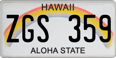 HI license plate ZGS359