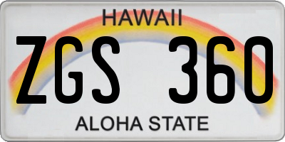 HI license plate ZGS360
