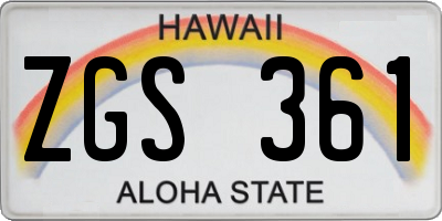 HI license plate ZGS361
