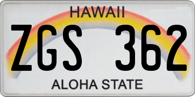 HI license plate ZGS362