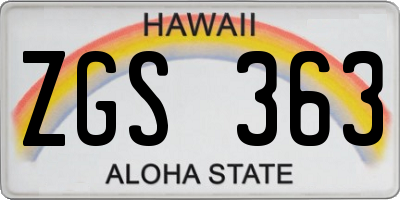HI license plate ZGS363