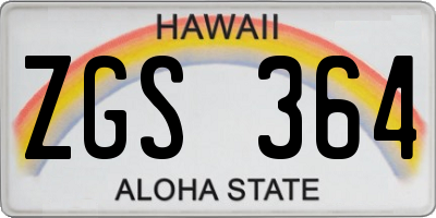 HI license plate ZGS364