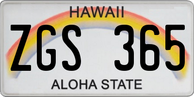 HI license plate ZGS365