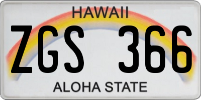 HI license plate ZGS366