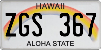 HI license plate ZGS367
