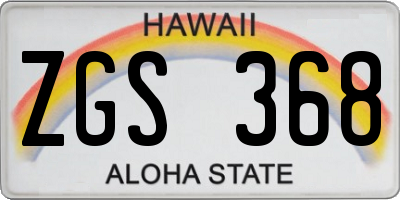 HI license plate ZGS368