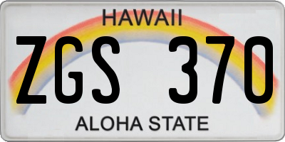 HI license plate ZGS370