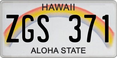 HI license plate ZGS371