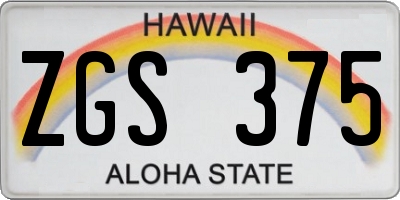 HI license plate ZGS375