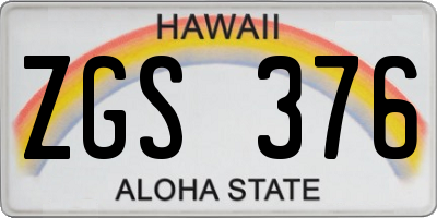 HI license plate ZGS376