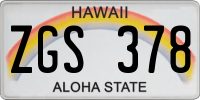 HI license plate ZGS378