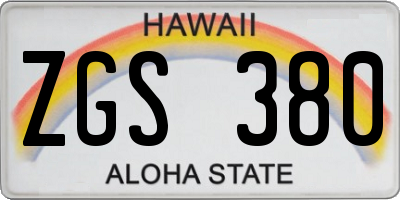 HI license plate ZGS380
