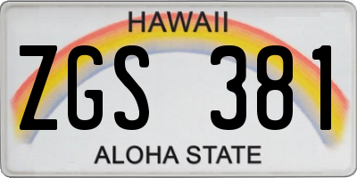 HI license plate ZGS381