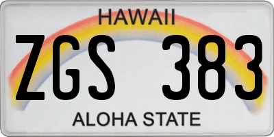 HI license plate ZGS383