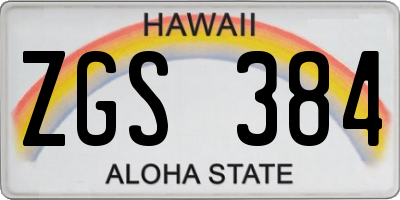 HI license plate ZGS384