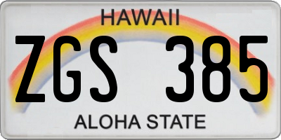 HI license plate ZGS385