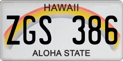 HI license plate ZGS386
