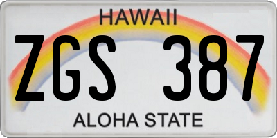 HI license plate ZGS387