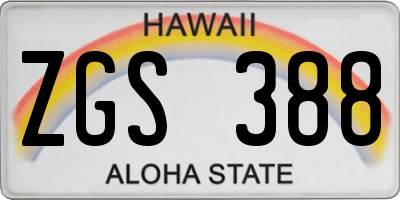 HI license plate ZGS388