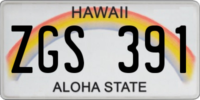 HI license plate ZGS391