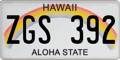 HI license plate ZGS392