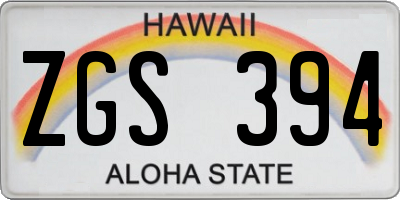 HI license plate ZGS394