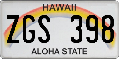 HI license plate ZGS398