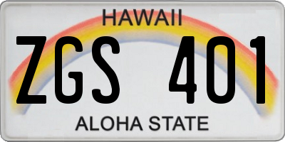 HI license plate ZGS401