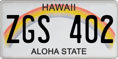 HI license plate ZGS402
