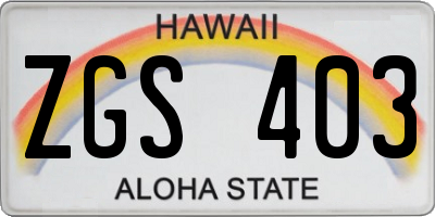 HI license plate ZGS403