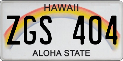 HI license plate ZGS404
