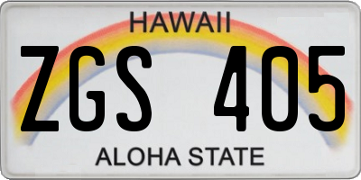 HI license plate ZGS405