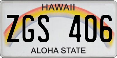 HI license plate ZGS406