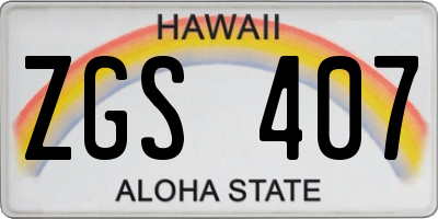 HI license plate ZGS407