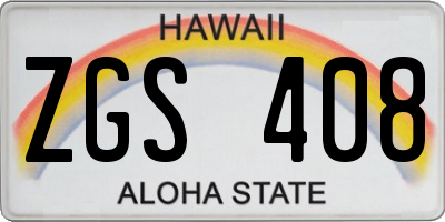 HI license plate ZGS408